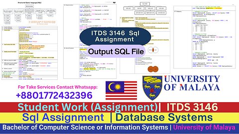 Student Work(Lab )|ITDS 3146 Lab Assignment– SQL Table Design & Querying Project Work Video |UM