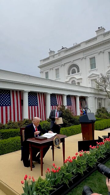 President Trump signs an Executive Order in the Rose Garden,