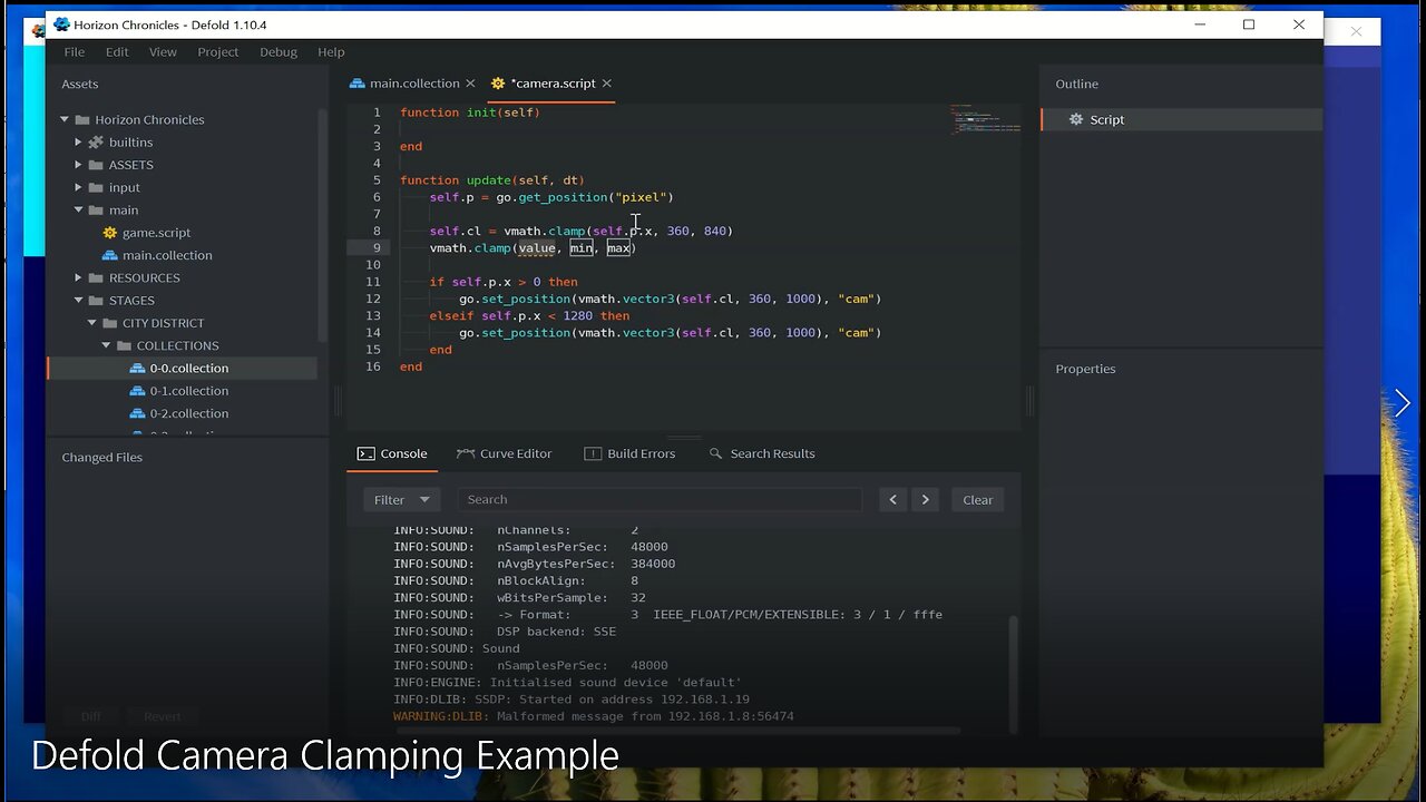 Defold Camera Clamping Example