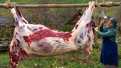 Butchering a WHOLE BULL and Cooking in Glass Jars