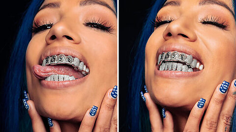 Sasha Banks shows off her new Boss grill @wwefree ​