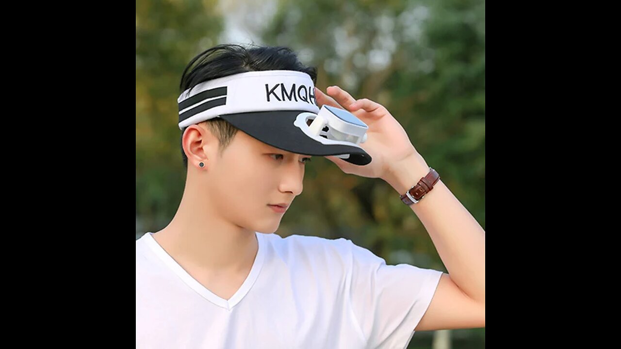 Sun Visor Hat with Solar Powered Fan, for Camping, Hiking