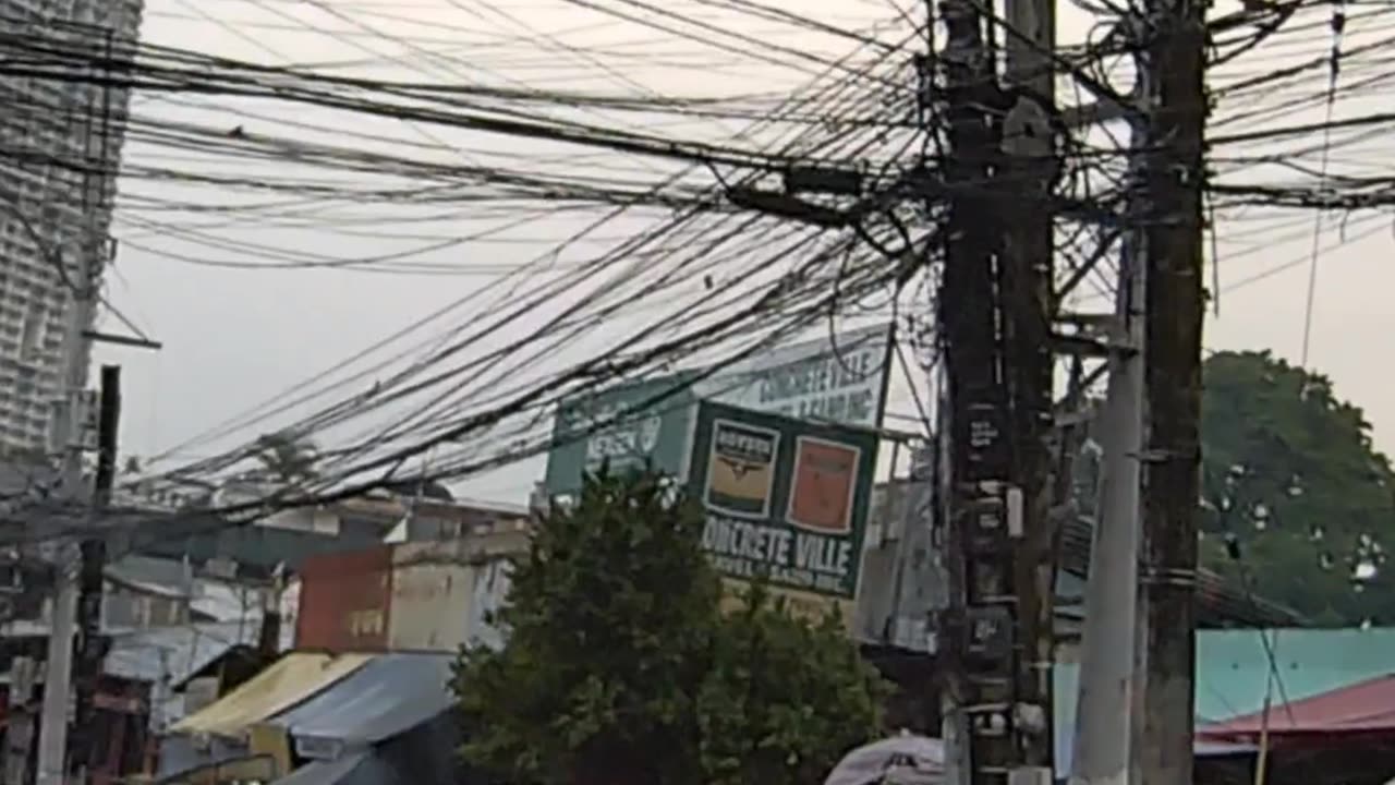 Cluttered Pavement in Quezon City in the Philippines