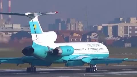 Landing of the Tu-154M of the Kazakhstan Air Force at Belgrade airport, Serbia