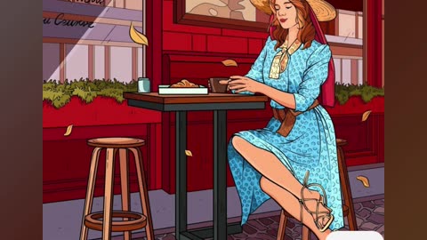 Charming Woman Enjoying a Coffee at a Cozy Outdoor Parisian Café