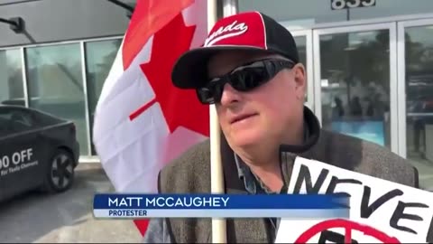 Tesla protest in canada as people want the Nazi car gone from the country