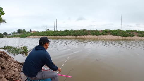 Sunrise Adventure Reeling in Carp by the Lakeside
