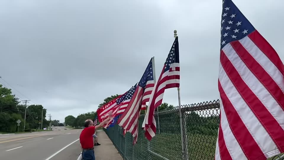 Overpass Sign Wave -250 Years of The Army,Pres Trump's Bday, Flag Day
