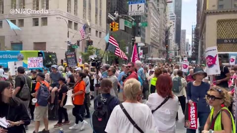 An enormous protest has erupted outside of Trump Tower in NYC against Donald Trump