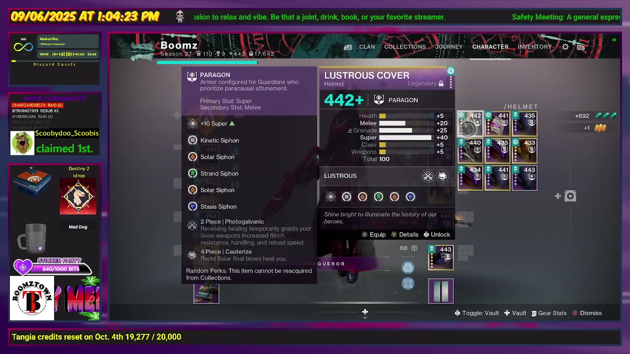 Destiny 2: 9-6-25 - Happy Saturday! 3 more days to finish season.