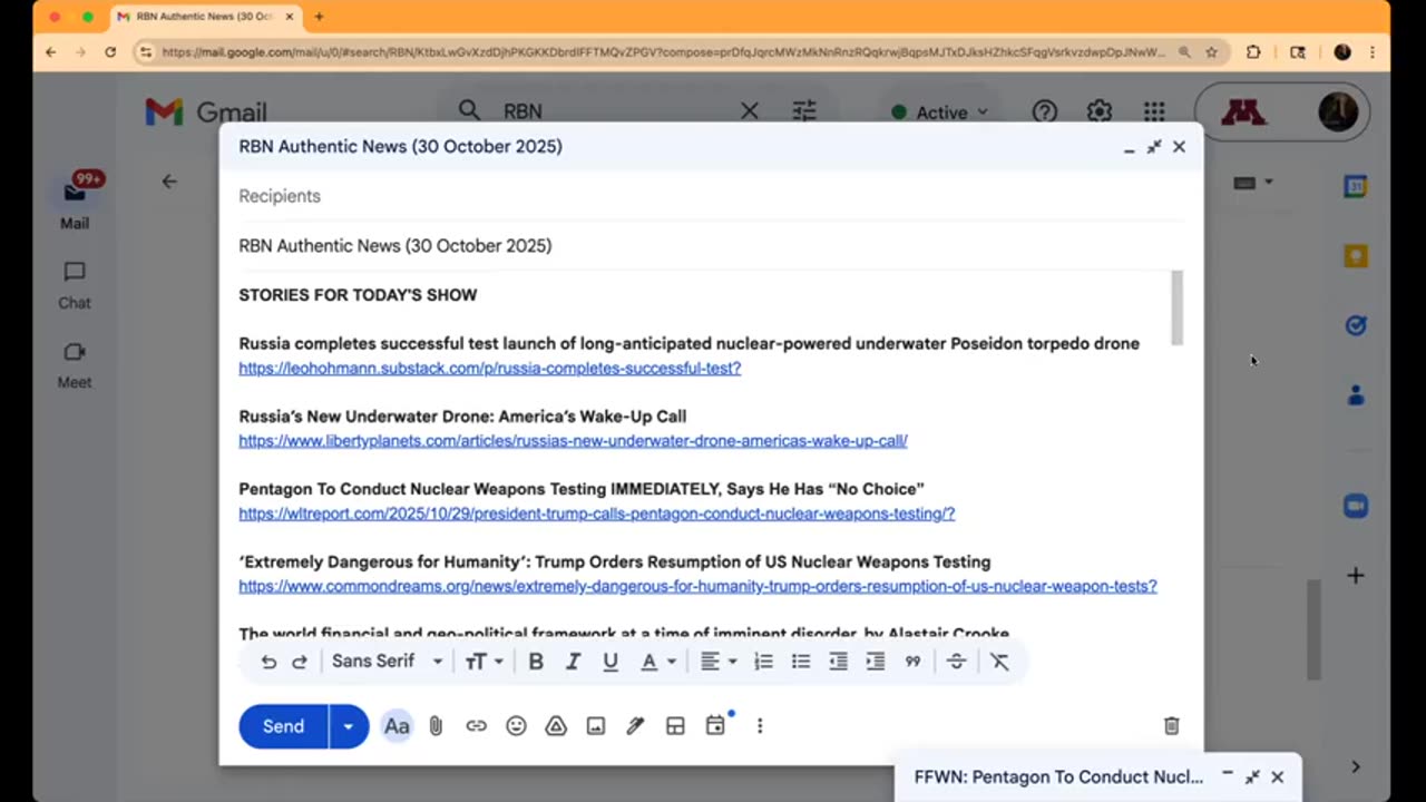 RBN Authentic News (30 October 2025)