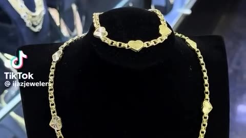 10K Gold Chino Heart Necklace & Bracelet Set