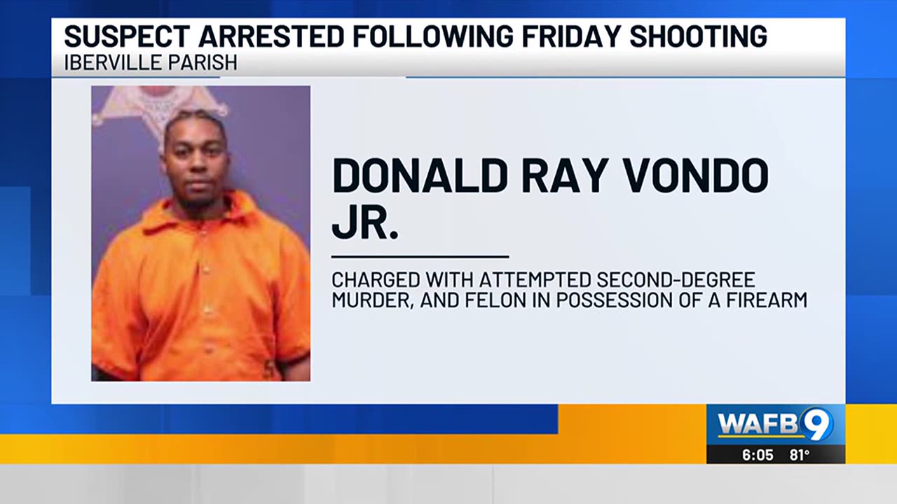 Black Suspect arrested following Friday shooting in Iberville Parish, authorities say