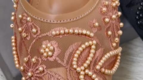 ZARA EMBROIDERED FLAT PUMPS