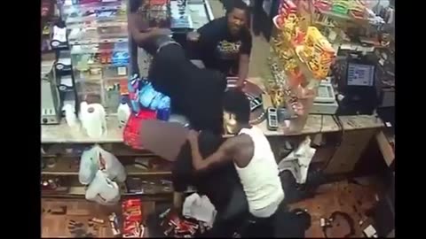 Four Naggers Jump Store Counter Like Animals Assault White Cashier Steal Merchandise
