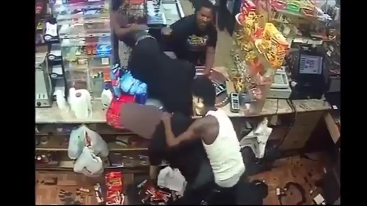 Four Naggers Jump Store Counter Like Animals Assault White Cashier Steal Merchandise
