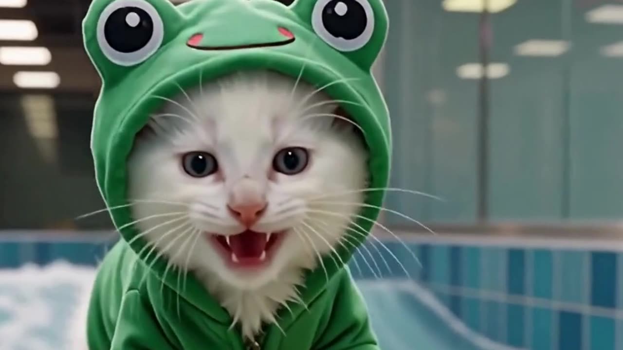 Cutest Frog Kitty Ever 🐱🐸💚 You Won’t Stop Smiling! #Shorts