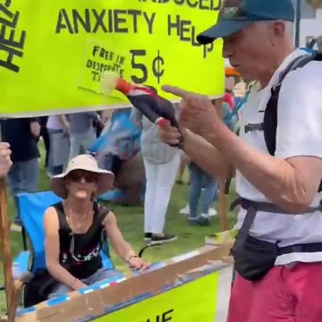 Liberals pay to beat and yell at Trump doll. TDS, unhinged crazy cult!