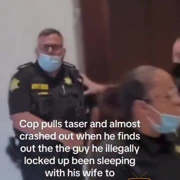 Cop crashed out after finding out the dude he illegally locked up been sleeping with his wife.