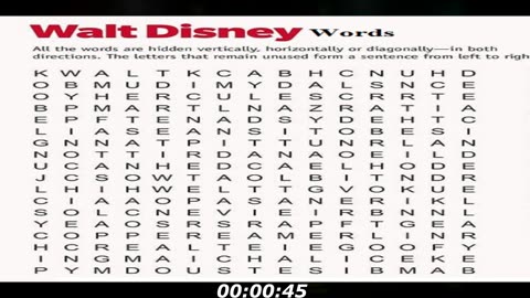 Walt Disney words search: How many words can you find? Take note of your findings!