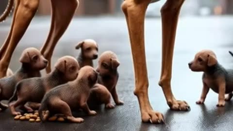 Many puppies left behind ai cat funny dog lovecat catlike comedy [get-save.com]
