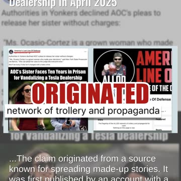 Fact Check: AOC Does NOT Have A Sister Who Vandalized Tesla Dealership In April 2025