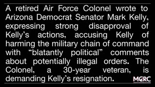 RETIRED AIR FORCE COLONEL TO AZ DEM SENATOR MARK KELLY: "RESIGN"