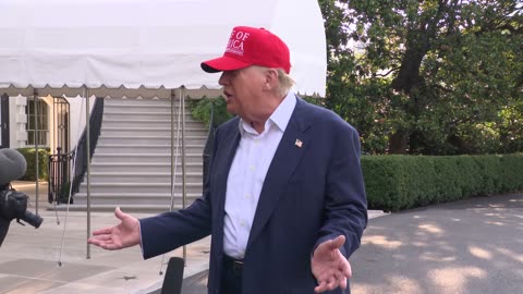 President Trump Gaggles with Press Before Departing the White House