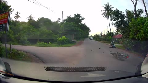 "Head-On Bike Collision | Car Camera Captures Shocking Crash"