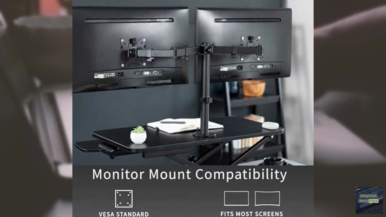 VIVO Height Adjustable 32 inch Standing Desk Converter with Dual 13 to 30 inch M