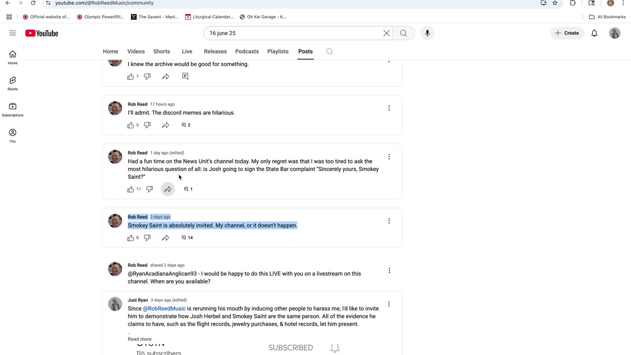 Rob Reed Archive for CALBAR 16 June 25