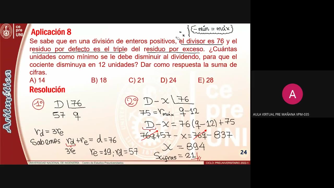 CEPRE UNI 2022 - 1 | Semana 13 | Aritmética S1