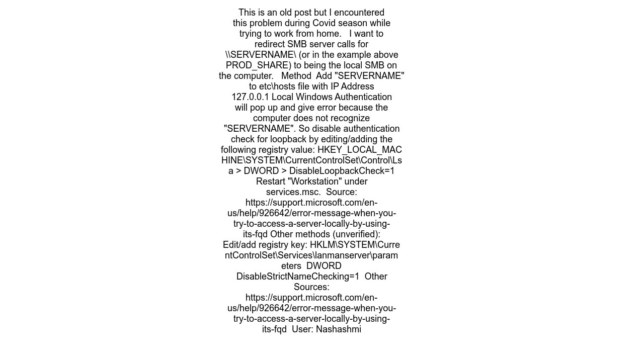 Access SMB-Share on localhost under different name