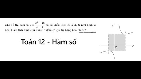 THPT Nguyễn Thị Minh Khai: Cho đồ thị hàm số y =(x^2+48)/(x-1) có hai điểm cực trị là A, B như hình