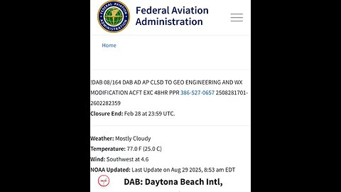 FLORIDA GOING TO WAR AGAINST FAA? GEOENGINEERING IN DAYTONA BEACH BREAKING LAW? WE NEED YOUR HELP!