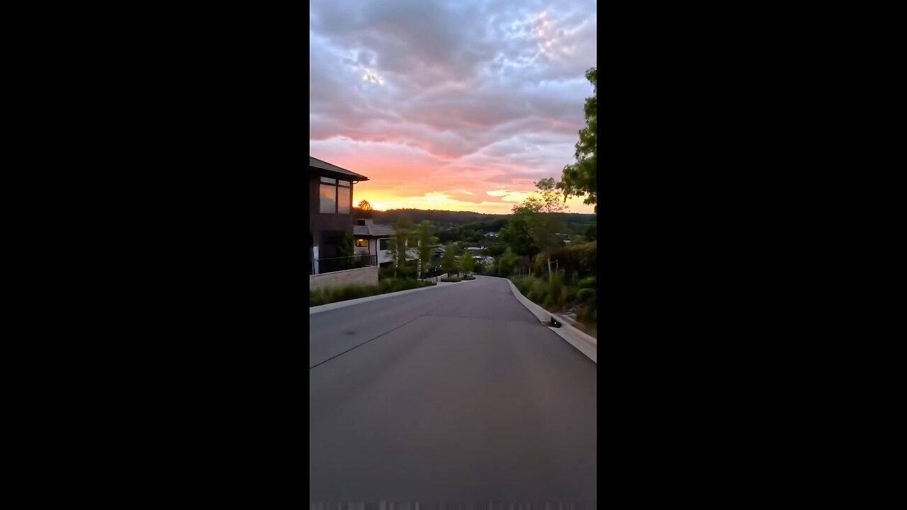 Downhill Drive Through Heaven — Beautiful Homes & Unreal Sky