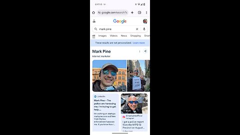 Mark Pine Google search results on September 3, 2025