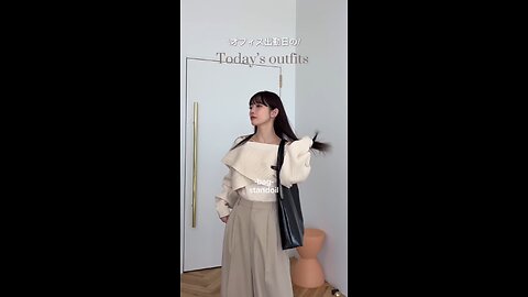 Work outfit 📃 A style that's ready for spring, with spring colors. Wide pants add a handsome touch,