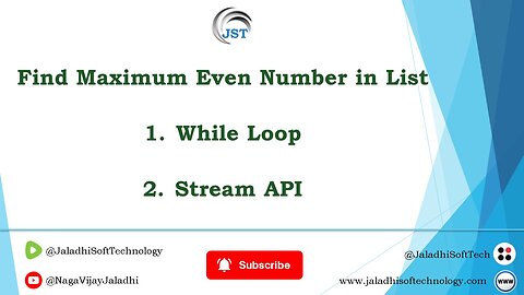 Find Maximum Even Numbers in List using Loop and Stream