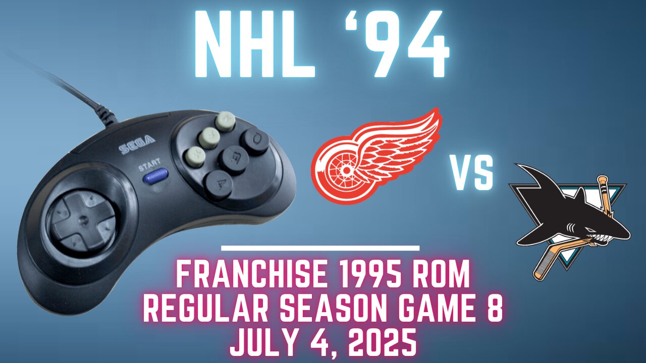 NHL '94 Franchise League (1995) - Red Wings (FlamShelter) at Sharks (Len) {Genesis} Game 8