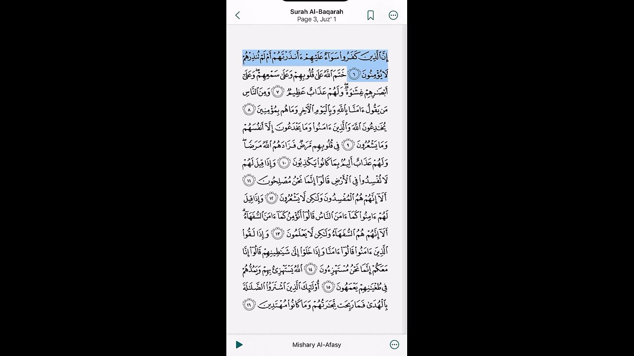 Surah Al Baqarah - Verses 6 to 9.