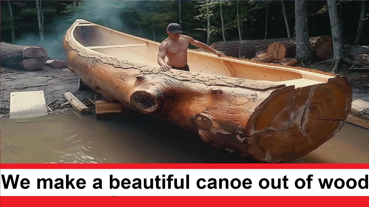 A man made a beautiful Canoe out of ordinary wood