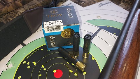 Troy Game Loads in .410 bore with #7.5 shot in a 2.5" shell.