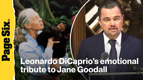 Leonardo DiCaprio speaks at Jane Goodall's funeral in Washington, DC