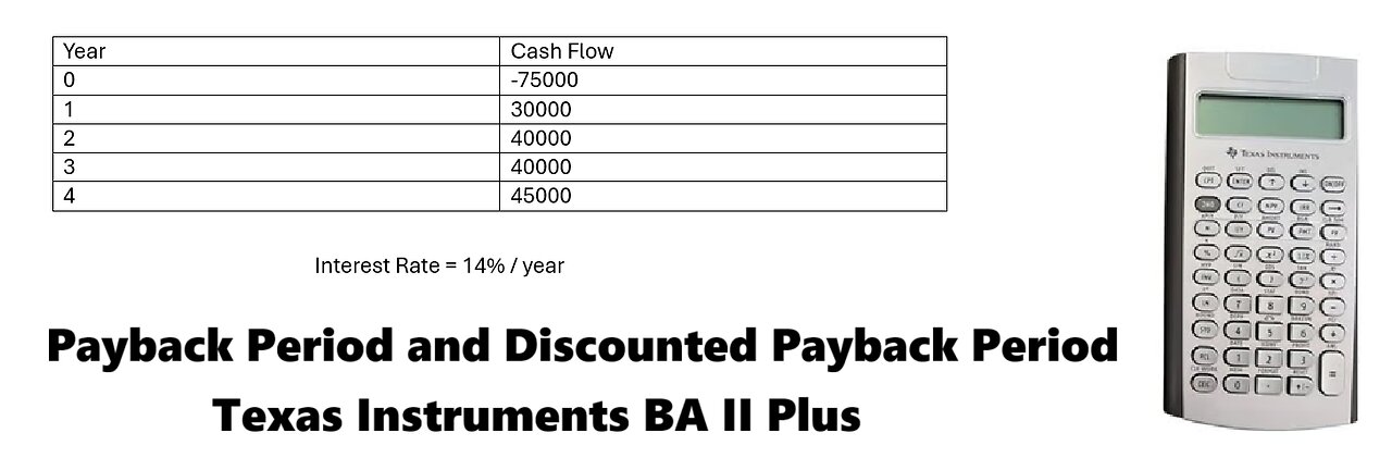 Finance Help with Texas Instruments BA II Plus: Find payback period and discounted payback period