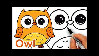 How to Draw a Cute Cartoon Owl Easy step by step
