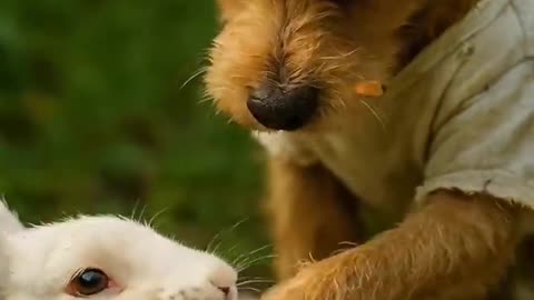 Cute Dog Rescues Bunny from Bees!