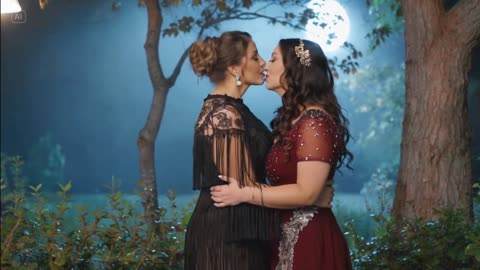 Moonlit Waltz: A Garden Kiss Under the Stars