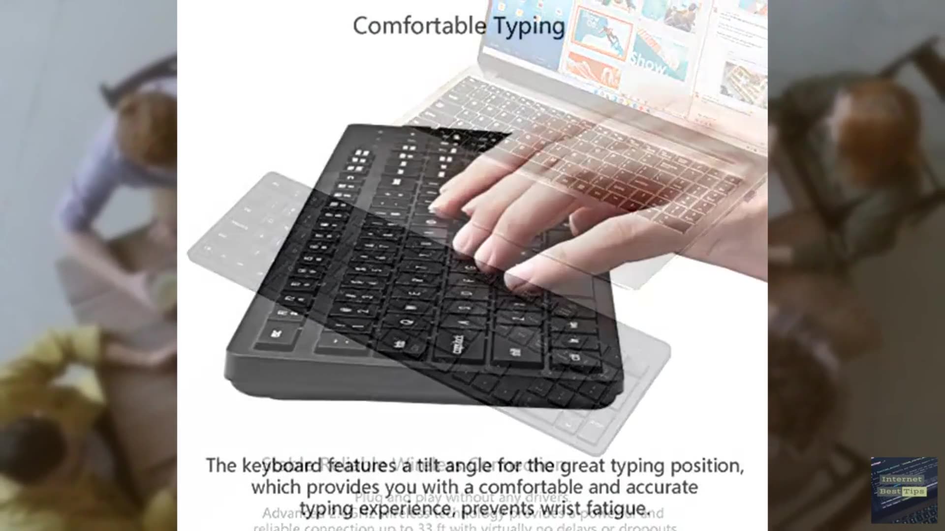 Harburfine Wireless Keyboard, 2.4G USB External Silent Cordless Keyboard for Win