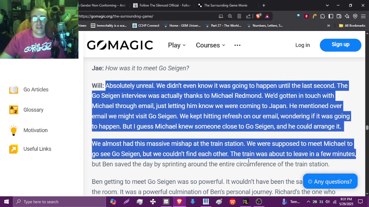 Reading an interview with Will Lockhart director of 'The Surrounding Game'